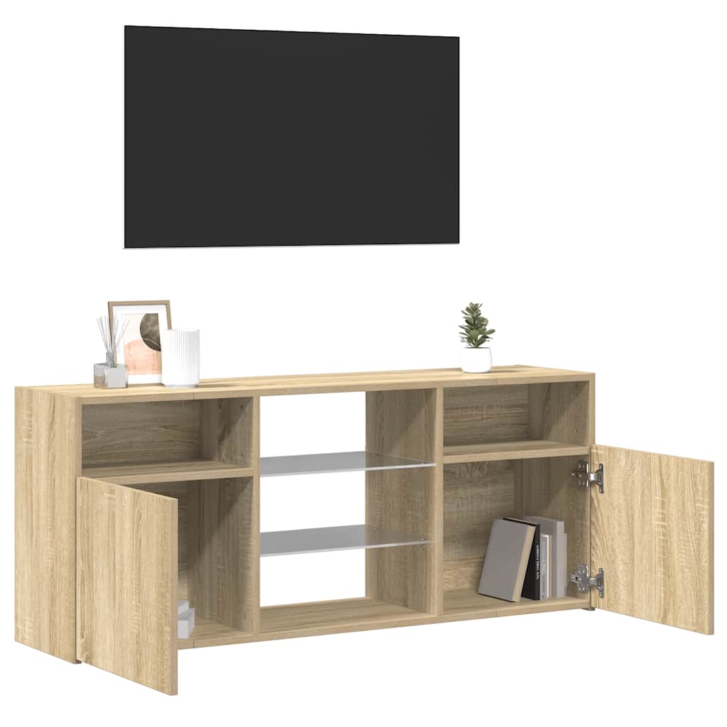 Meuble TV avec lumières LED Chêne Sonoma 120x30x50 cm