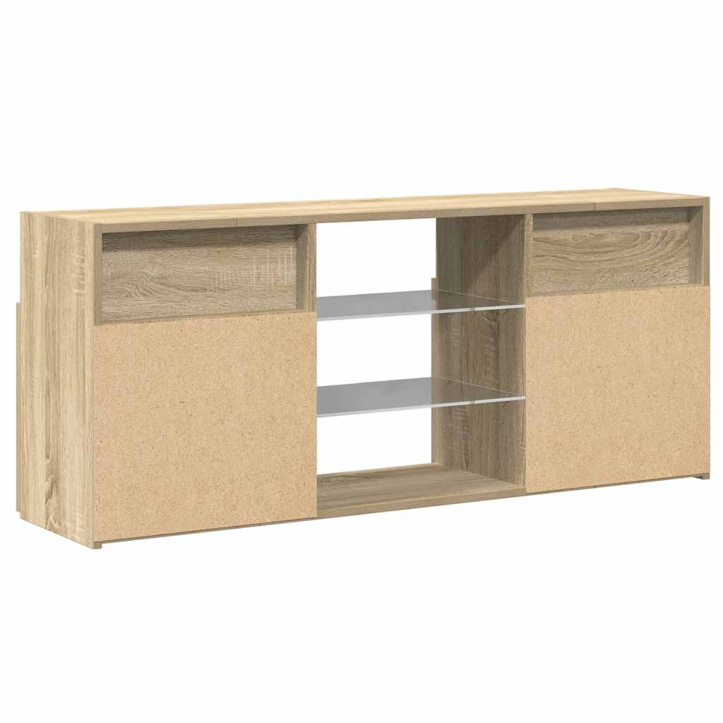 Meuble TV avec lumières LED Chêne Sonoma 120x30x50 cm
