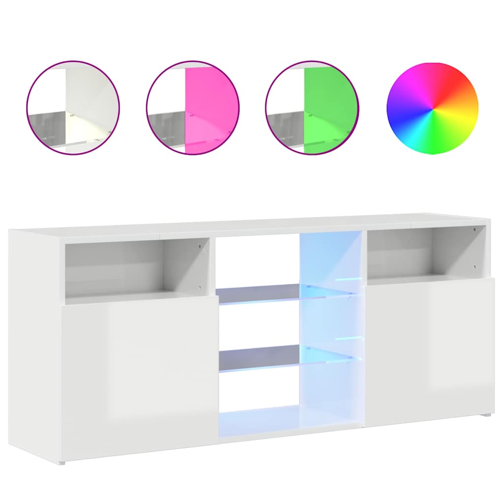 TV-Schrank mit LED-Leuchten Hochglanz-Weiß 120x30x50 cm