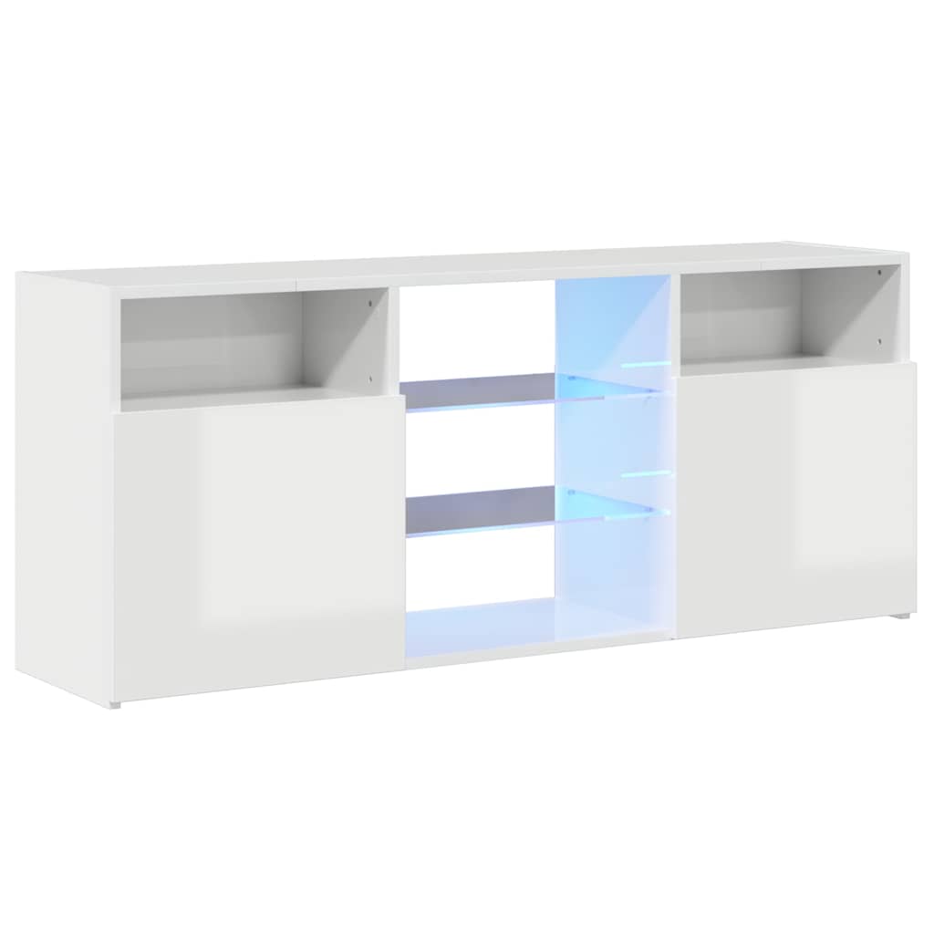TV-Schrank mit LED-Leuchten Hochglanz-Weiß 120x30x50 cm