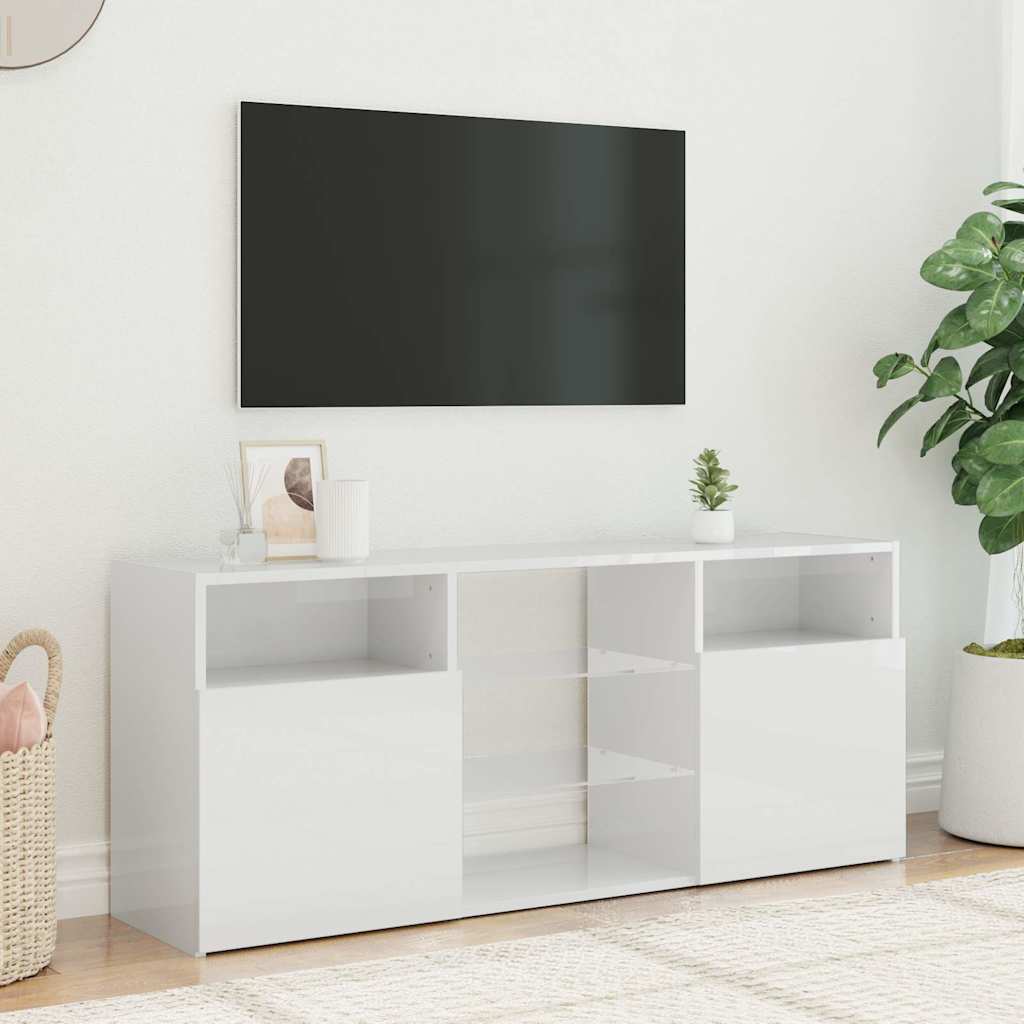 TV-Schrank mit LED-Leuchten Hochglanz-Weiß 120x30x50 cm