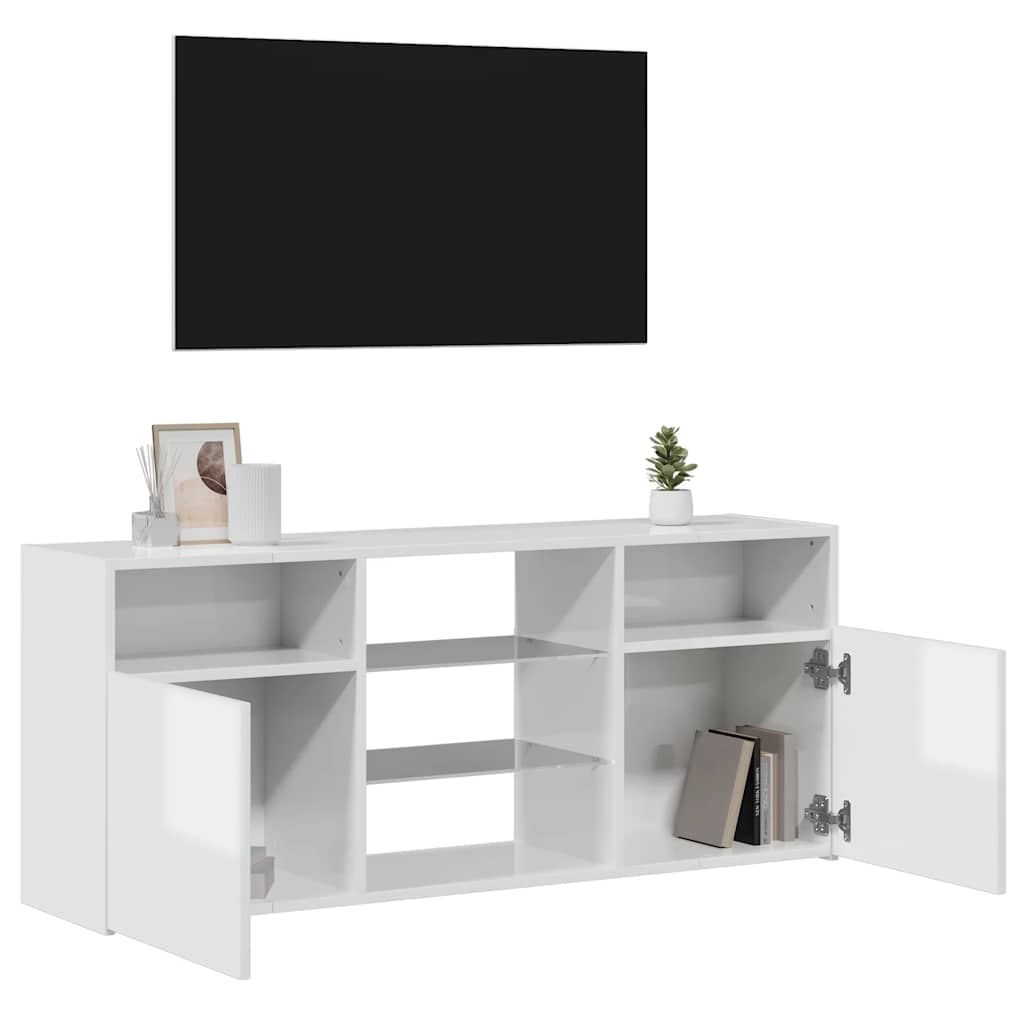 TV-Schrank mit LED-Leuchten Hochglanz-Weiß 120x30x50 cm