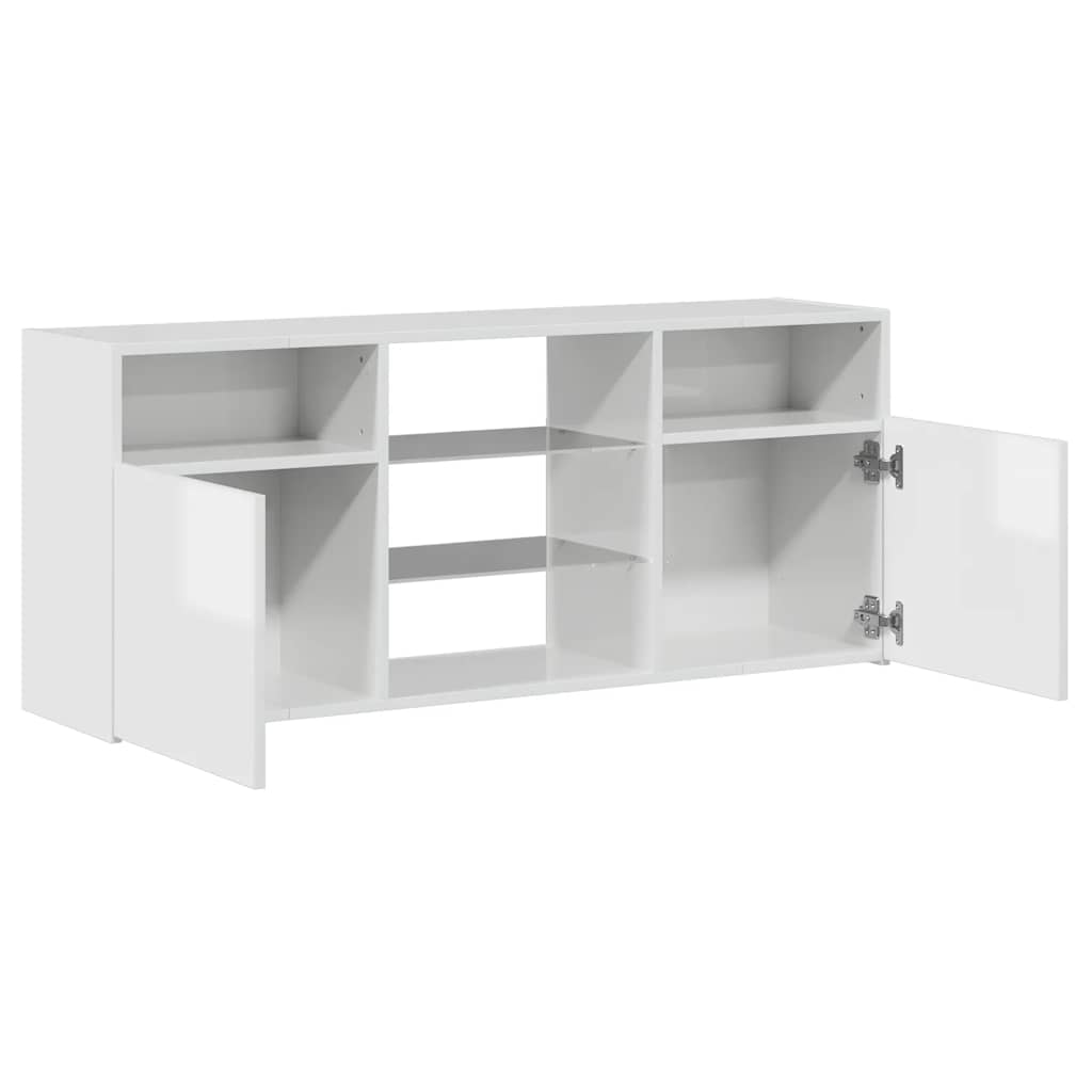 TV-Schrank mit LED-Leuchten Hochglanz-Weiß 120x30x50 cm