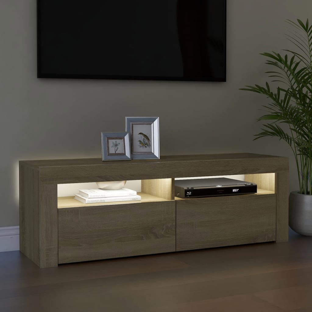 Meuble TV avec lumières LED Chêne Sonoma 120x35x40 cm