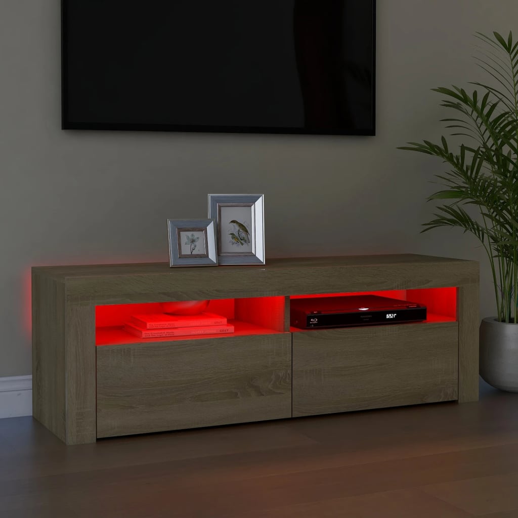 Meuble TV avec lumières LED Chêne Sonoma 120x35x40 cm
