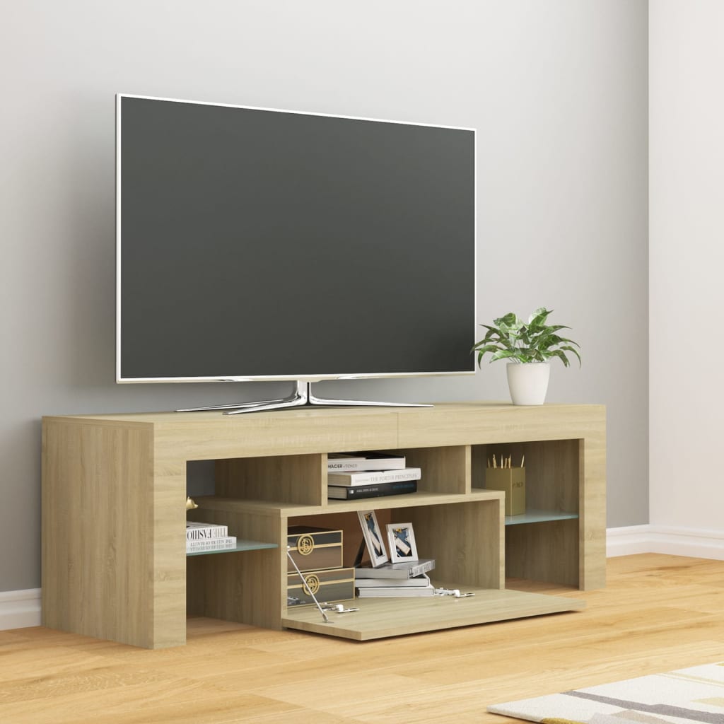 Meuble TV avec lumières LED Chêne Sonoma 120x35x40 cm