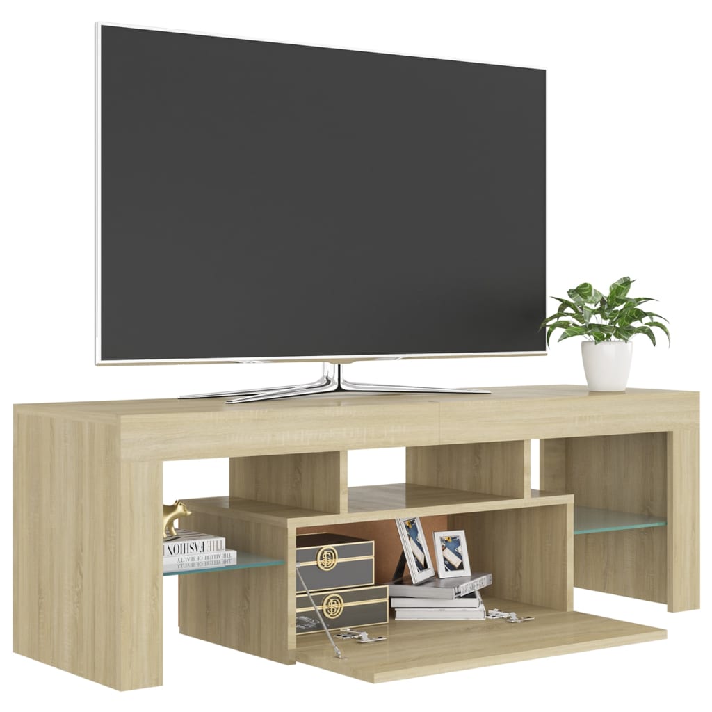Meuble TV avec lumières LED Chêne Sonoma 120x35x40 cm