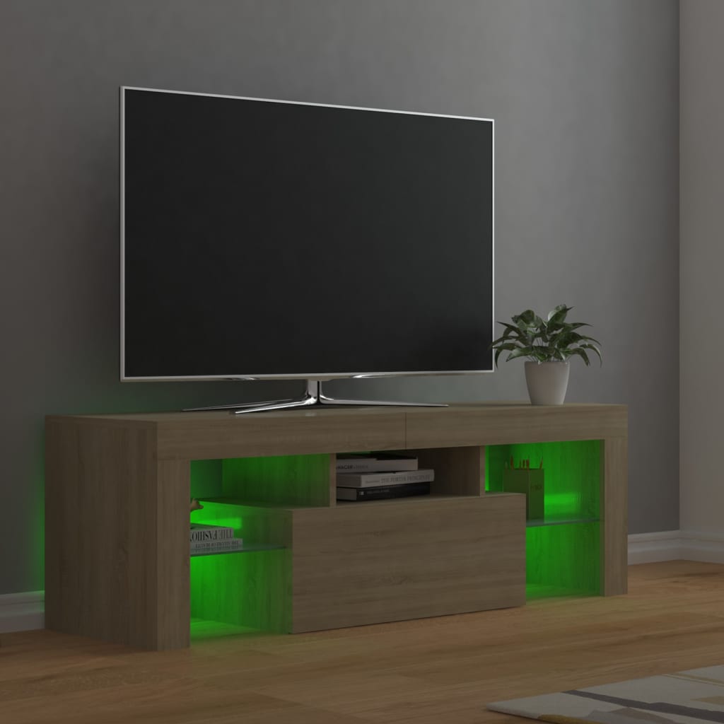 Meuble TV avec lumières LED Chêne Sonoma 120x35x40 cm