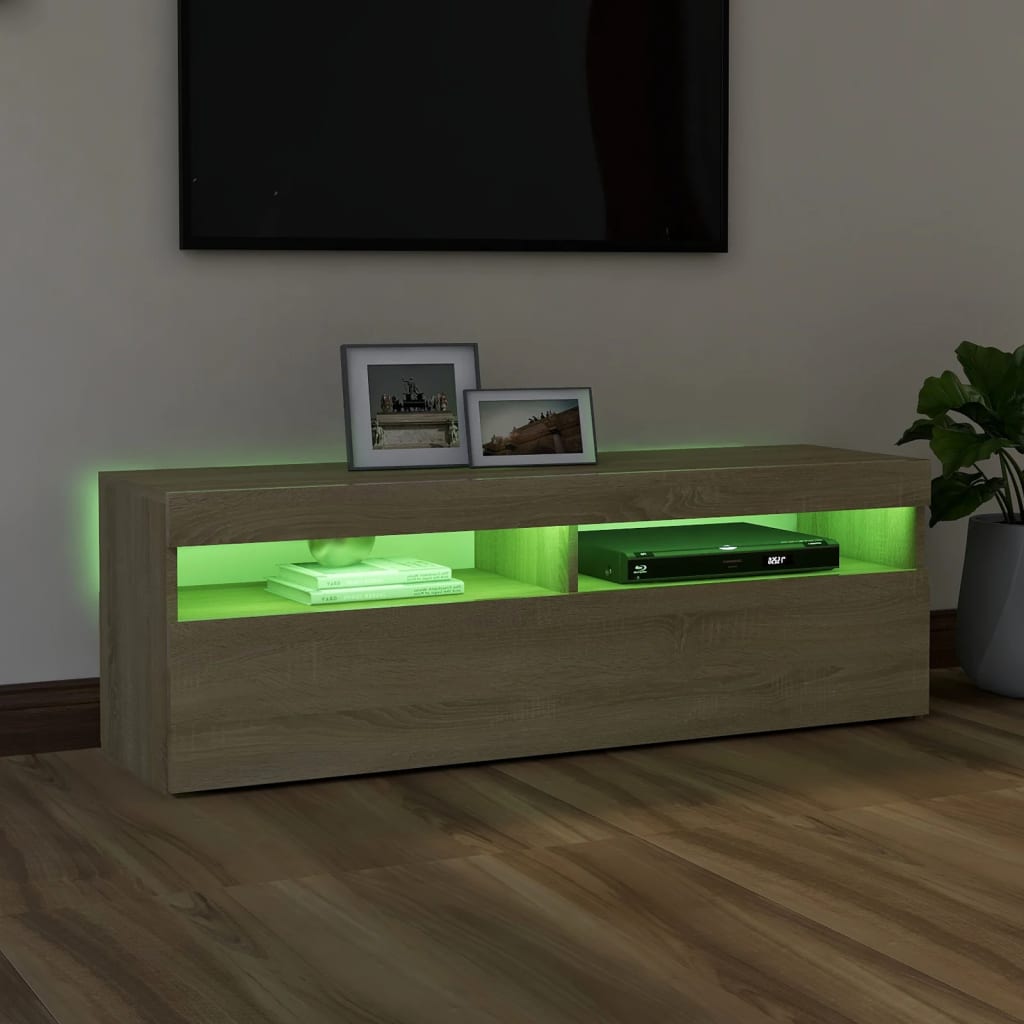 Meuble TV avec lumières LED Chêne Sonoma 120x35x40 cm