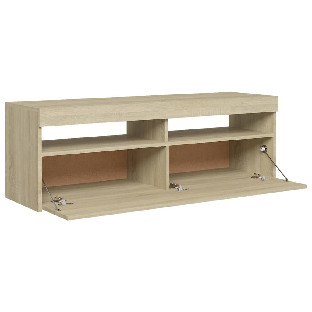 Meuble TV avec lumières LED Chêne Sonoma 120x35x40 cm
