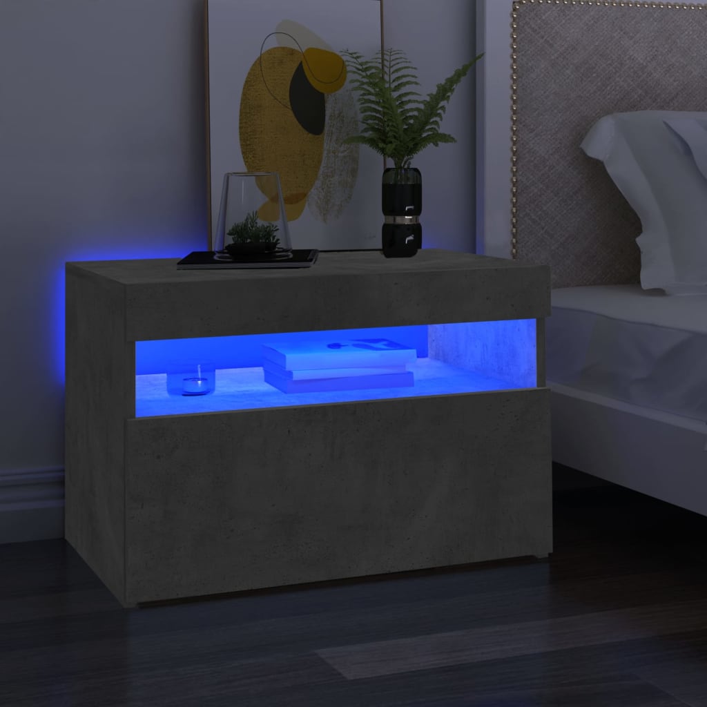 Meubles TV lumières LED 2 pcs gris béton 60x35x40 cm