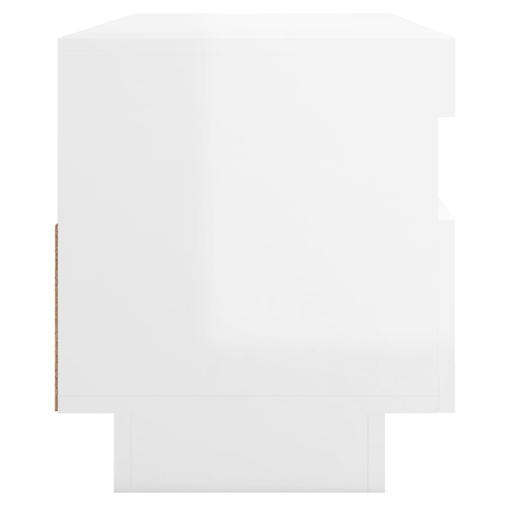 TV cabinet with LED lights high-gloss white 100x35x40 cm