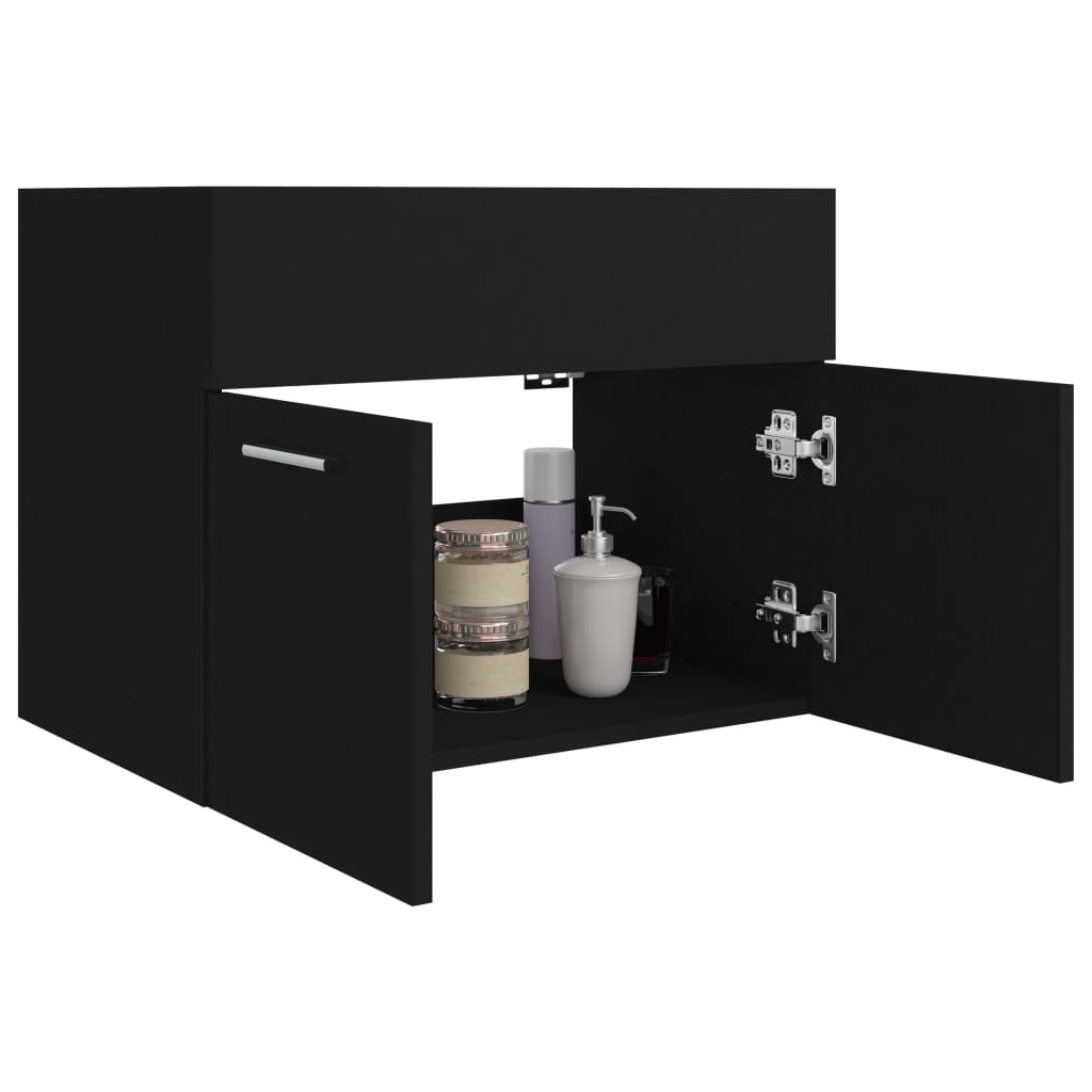 Washbasin Cabinet Black 60x38.5x46 cm Wood Material