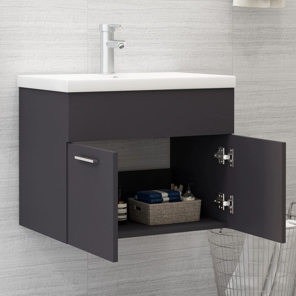 Waschbeckenunterschrank Grau 60x38,5x46 cm Holzwerkstoff