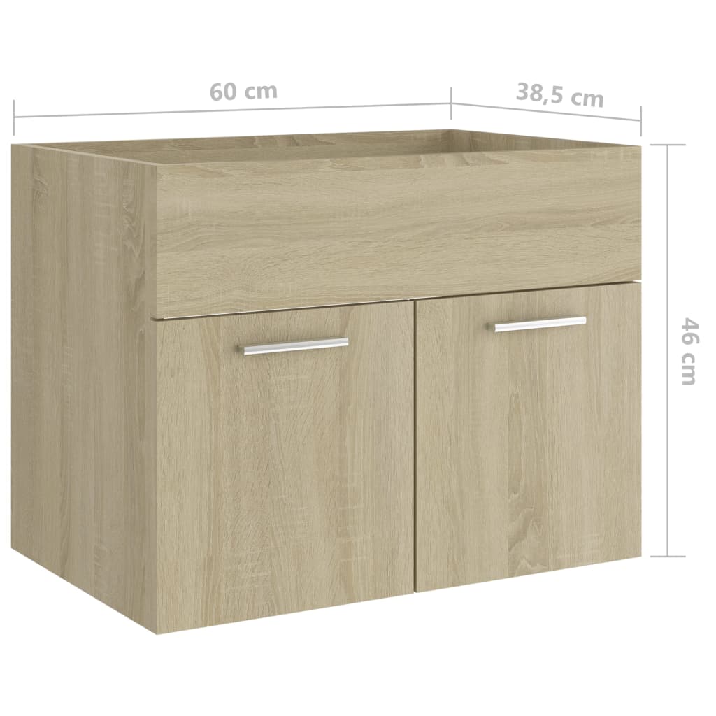 Waschbeckenunterschrank Sonoma-Eiche 60x38,5x46cm Holzwerkstoff
