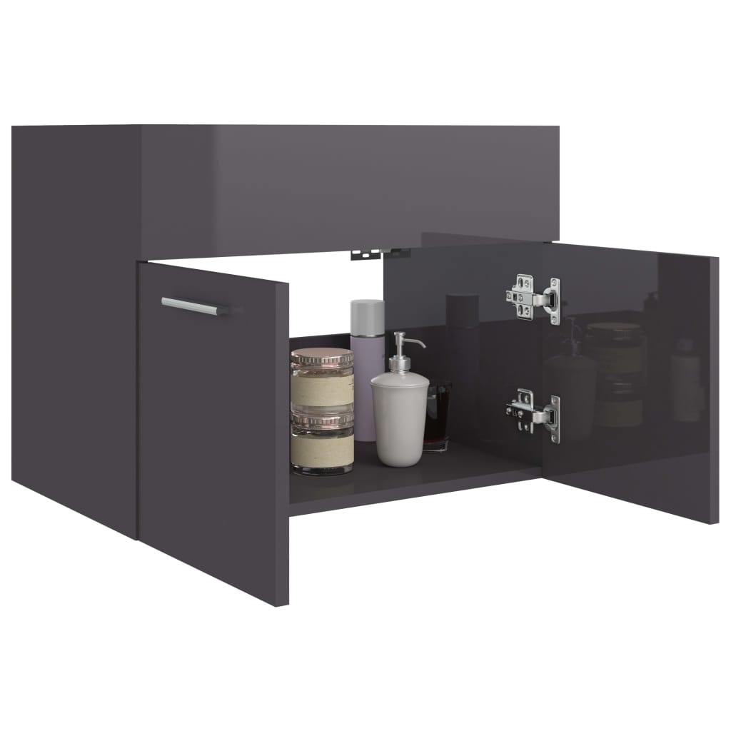 Waschbeckenunterschrank Hochglanz-Grau 60x38,5x46cm