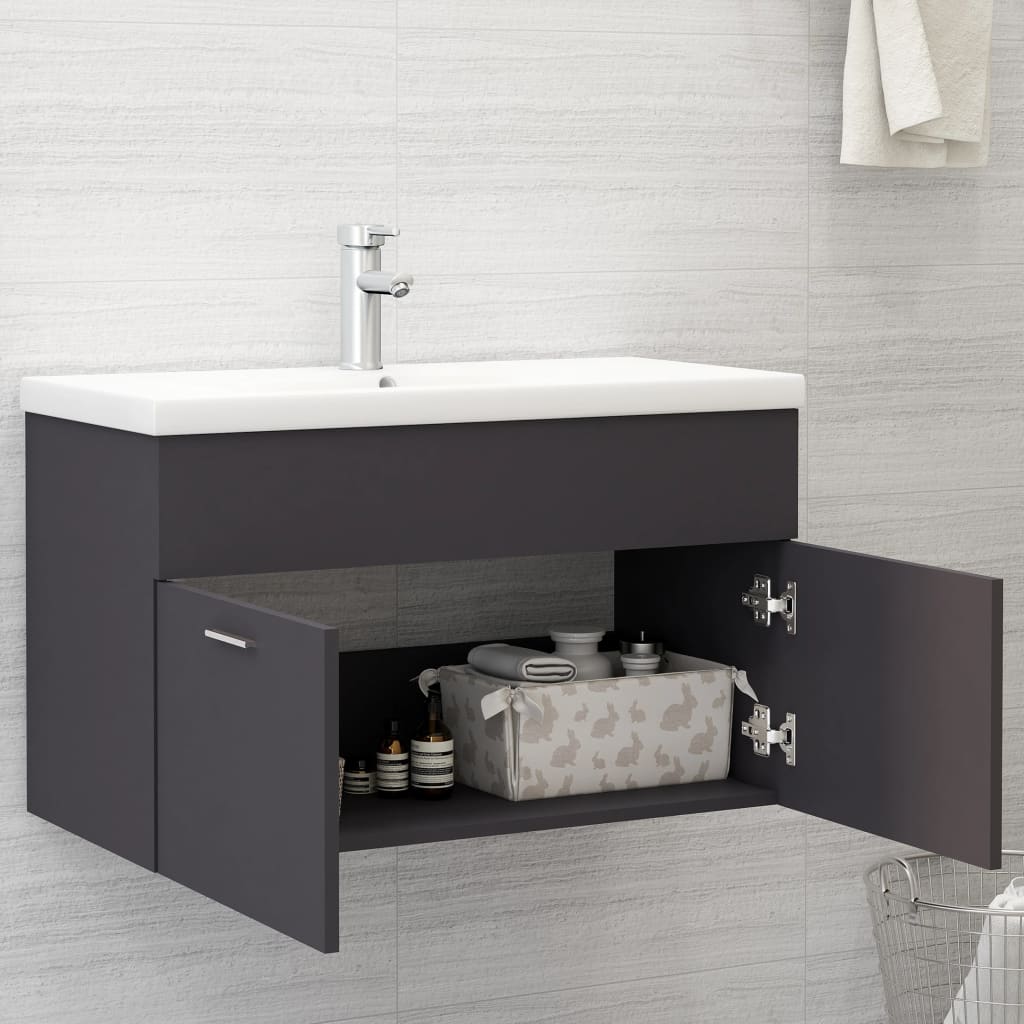 Waschbeckenunterschrank Grau 80x38,5x46 cm Holzwerkstoff
