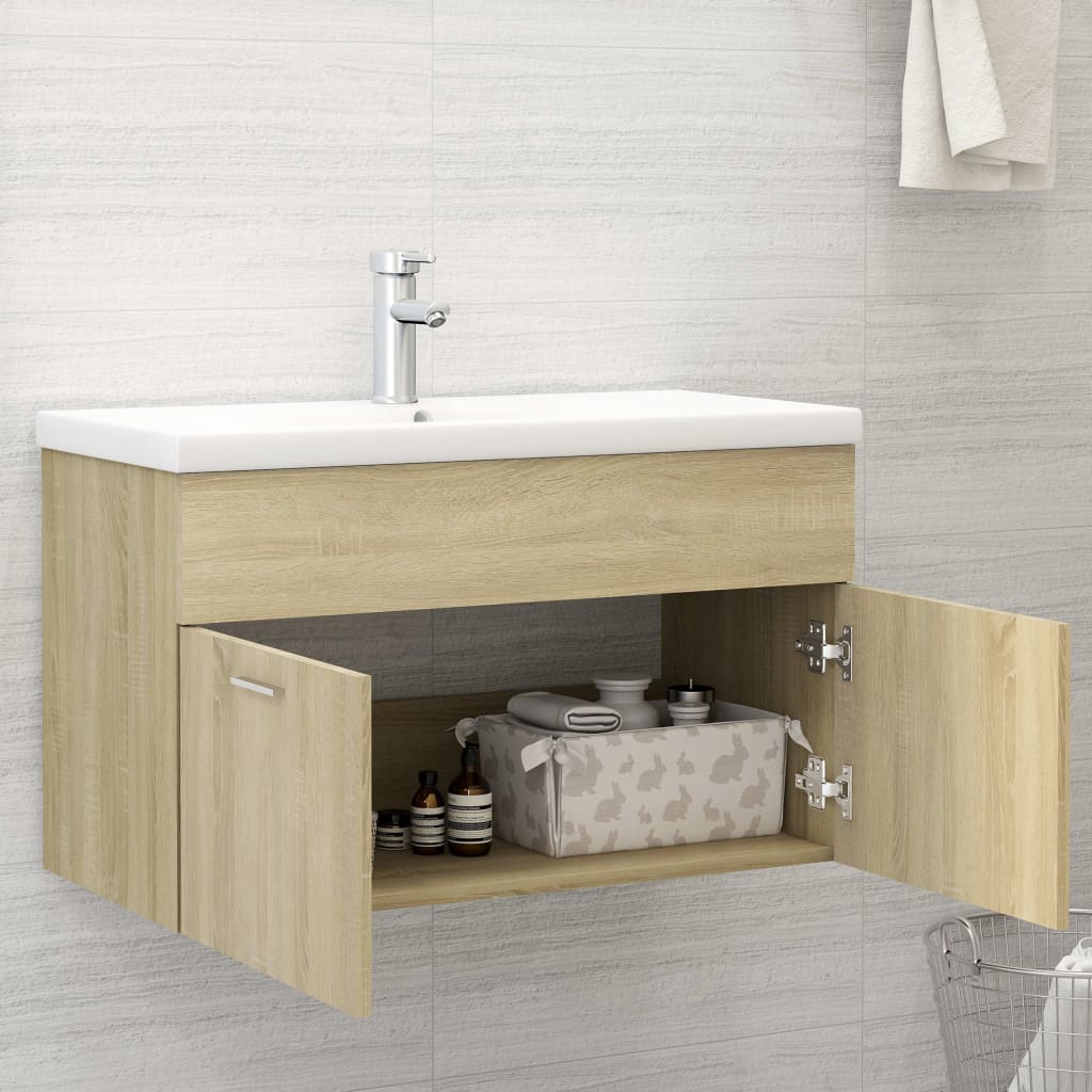 Waschbeckenunterschrank Sonoma-Eiche 80x38,5x46cm Holzwerkstoff