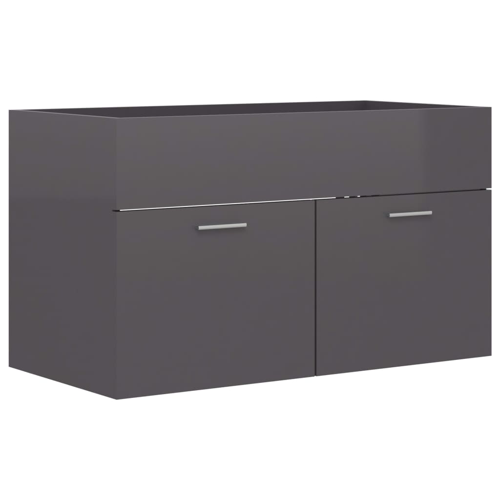 Waschbeckenunterschrank Hochglanz-Grau 80x38,5x46cm