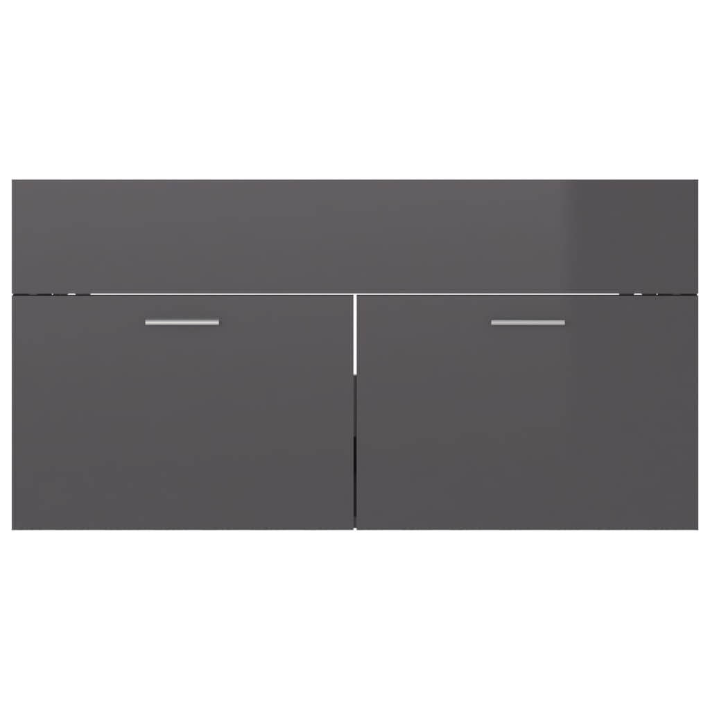 washbasin base cabinet high-gloss gray 90x38.5x46cm