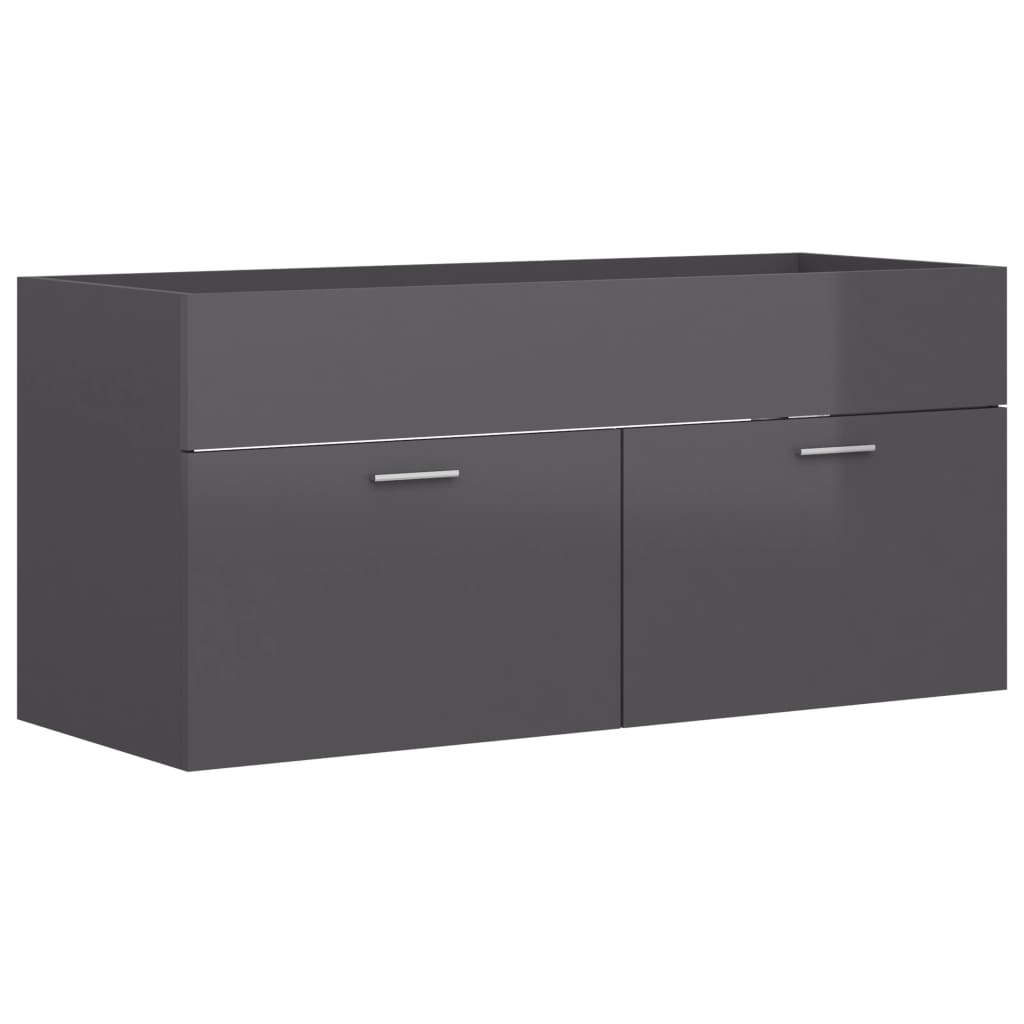 Waschbeckenunterschrank Hochglanz-Grau 100x38,5x46 cm