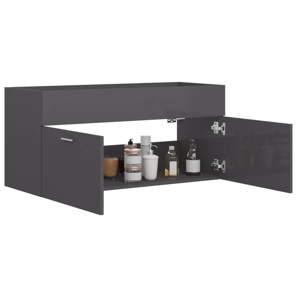 Waschbeckenunterschrank Hochglanz-Grau 100x38,5x46 cm