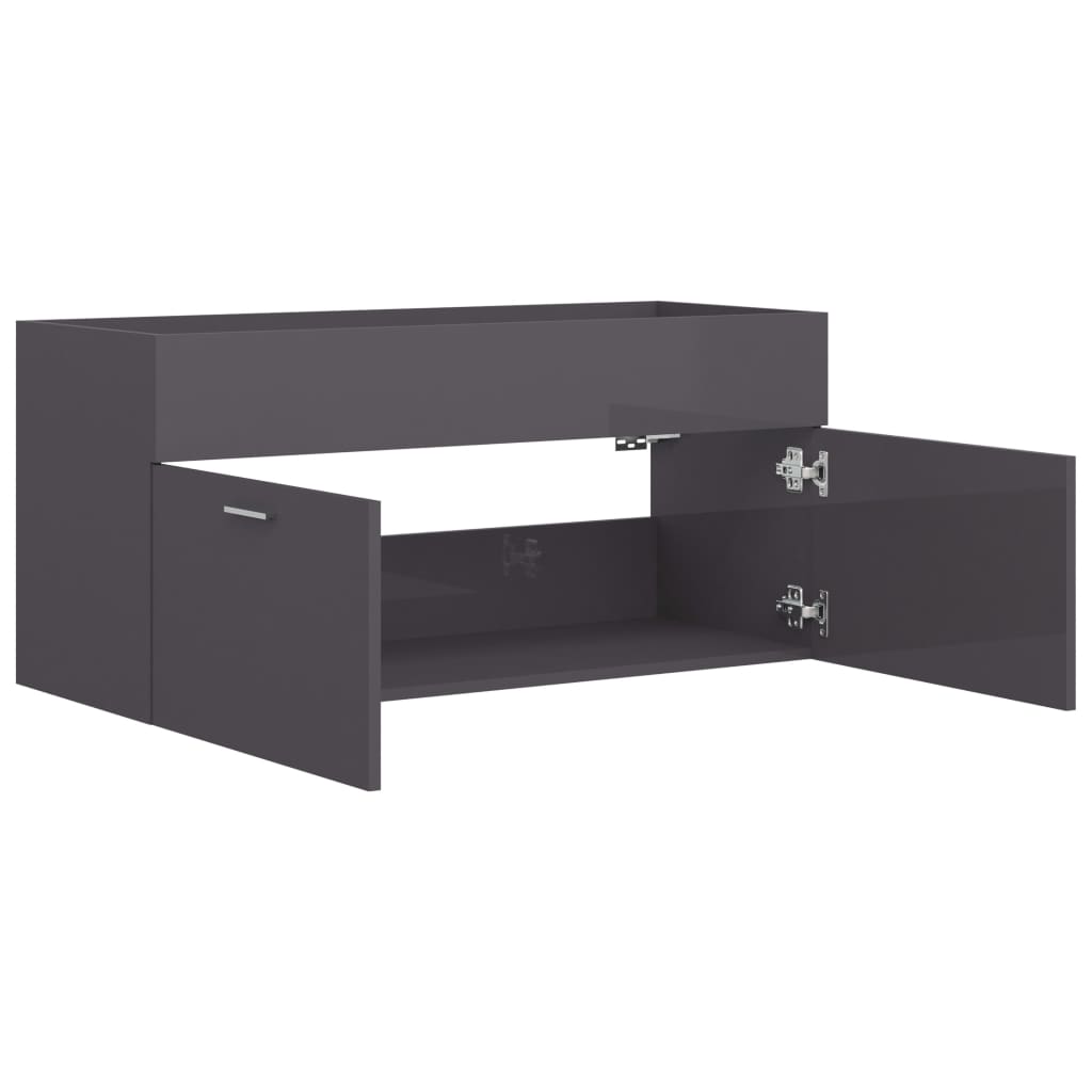Waschbeckenunterschrank Hochglanz-Grau 100x38,5x46 cm
