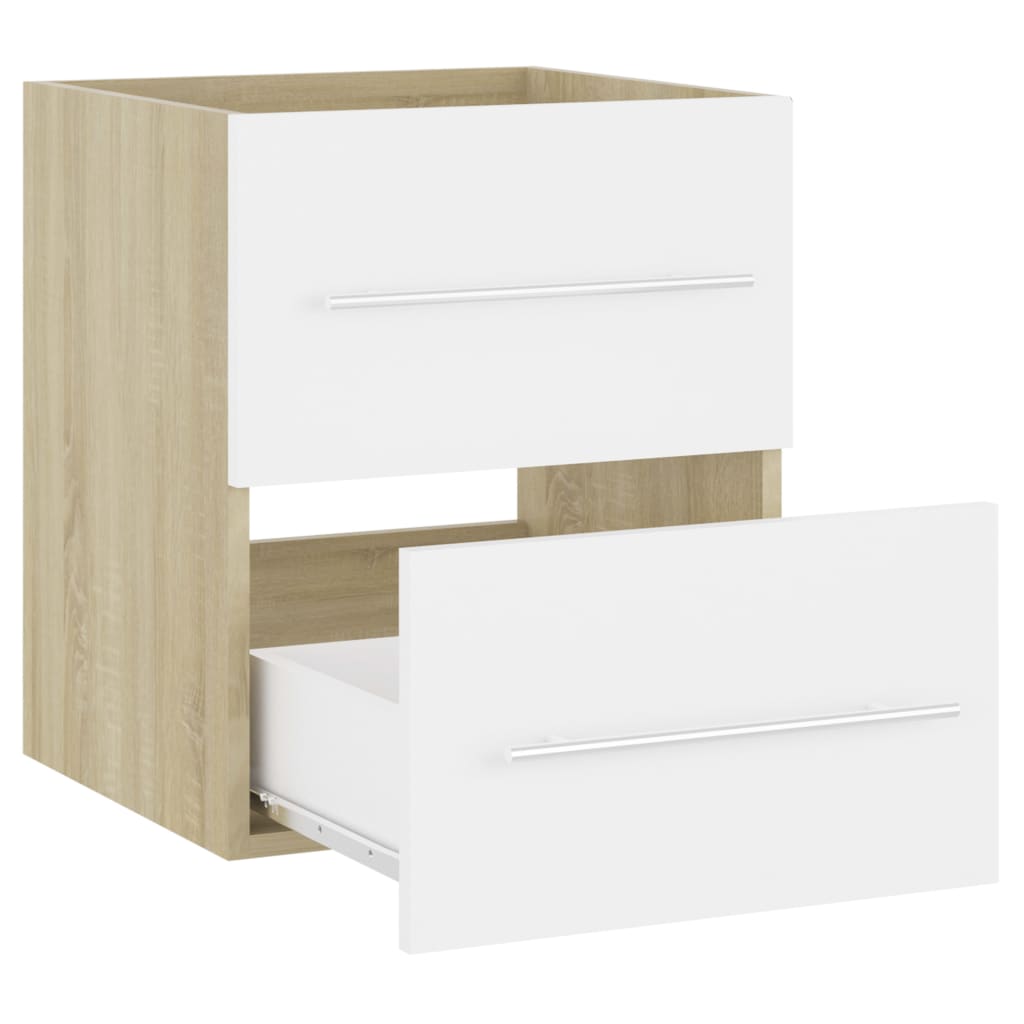 Waschbeckenunterschrank Weiß Sonoma-Eiche 41x38,5x48 cm