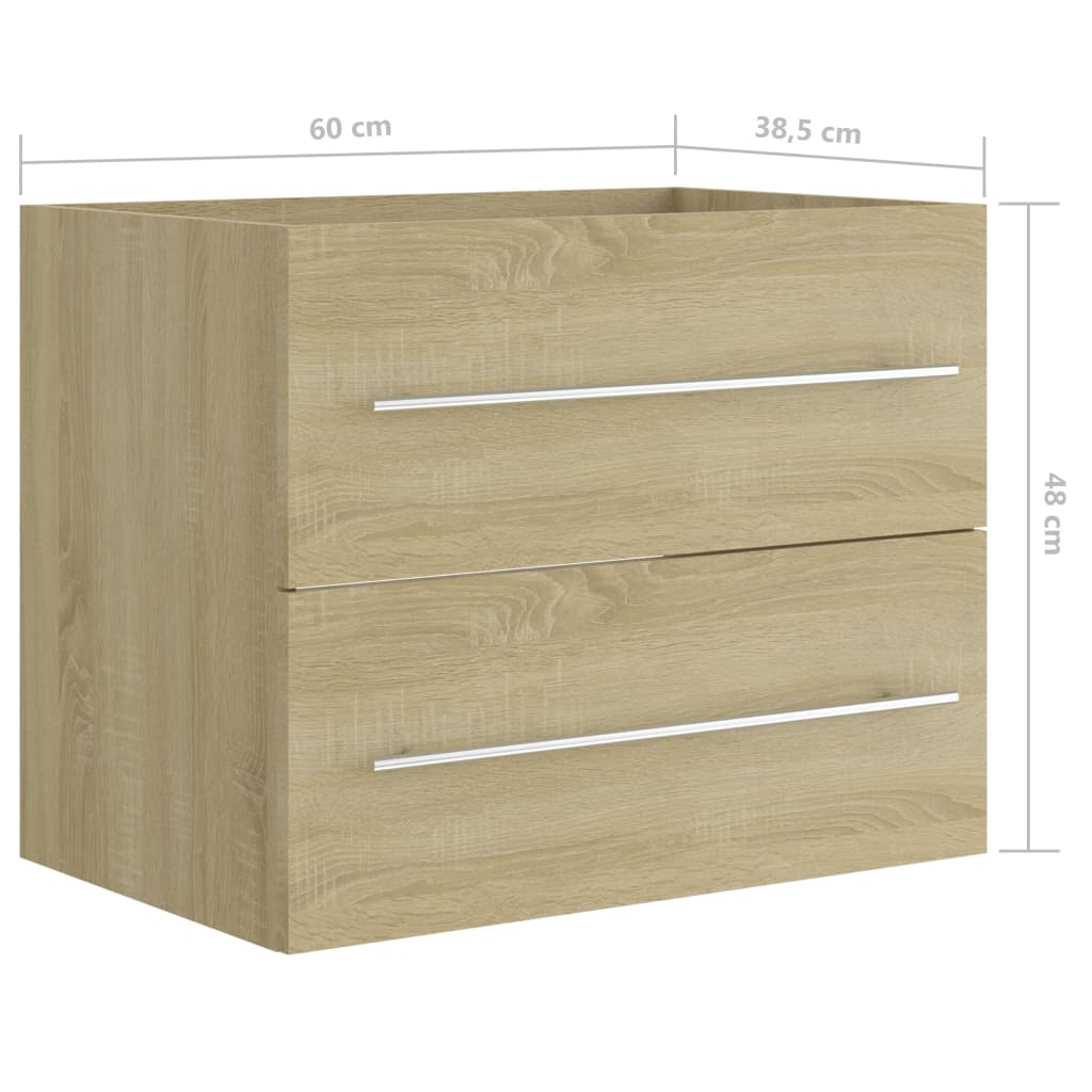 Waschbeckenunterschrank Sonoma-Eiche 60x38,5x48cm Holzwerkstoff