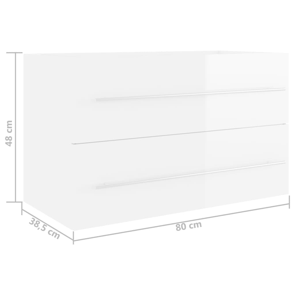 Waschbeckenunterschrank Hochglanz-Weiß 80x38,5x48 cm