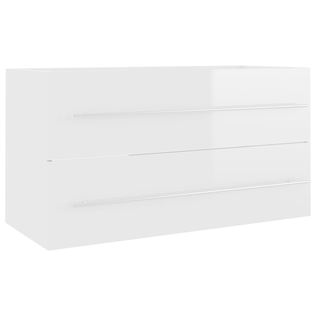 Waschbeckenunterschrank Hochglanz-Weiß 90x38,5x48 cm