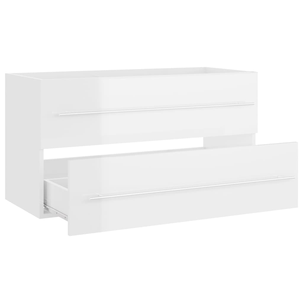 Waschbeckenunterschrank Hochglanz-Weiß 90x38,5x48 cm