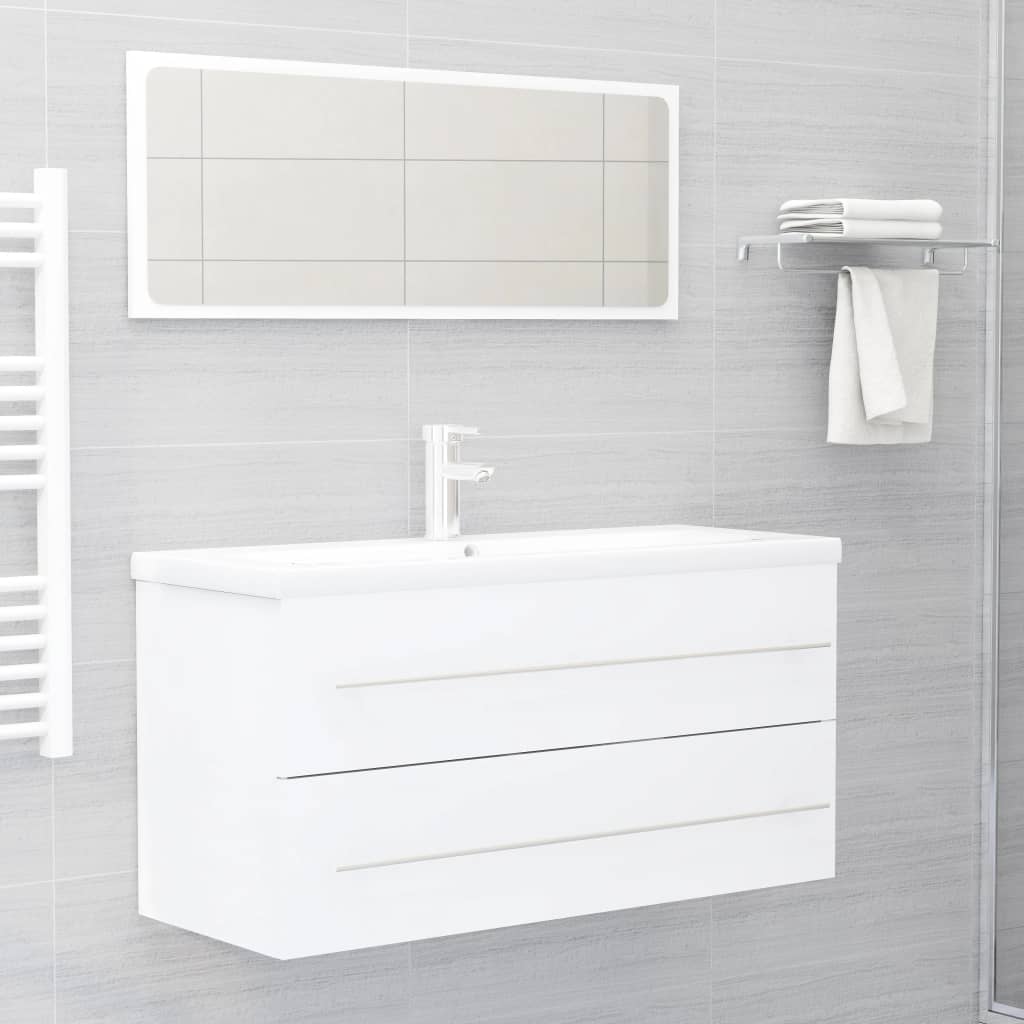 Washbasin Cabinet White 100x38.5x48 cm Wood Material