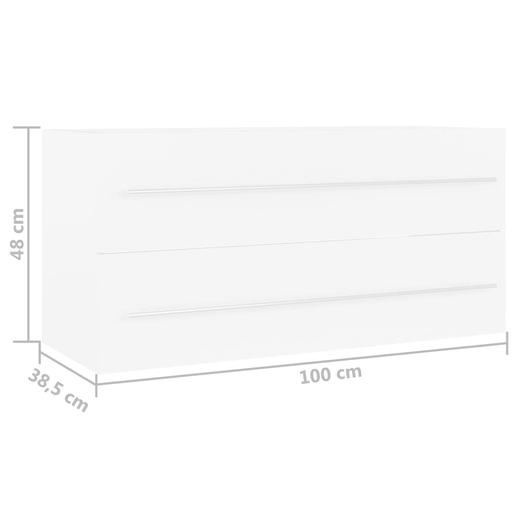 Washbasin Cabinet White 100x38.5x48 cm Wood Material