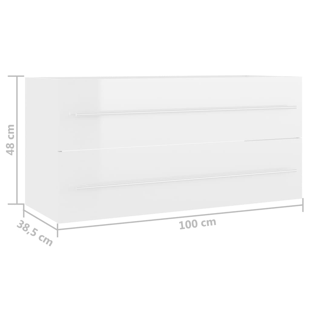 Waschbeckenunterschrank Hochglanz-Weiß 100x38,5x48 cm