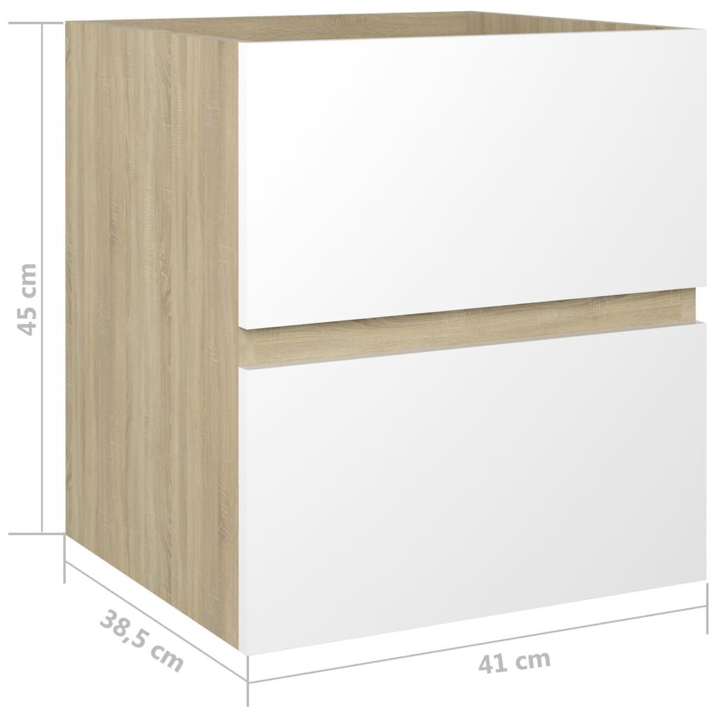 Waschbeckenunterschrank Weiß Sonoma-Eiche 41x38,5x45 cm