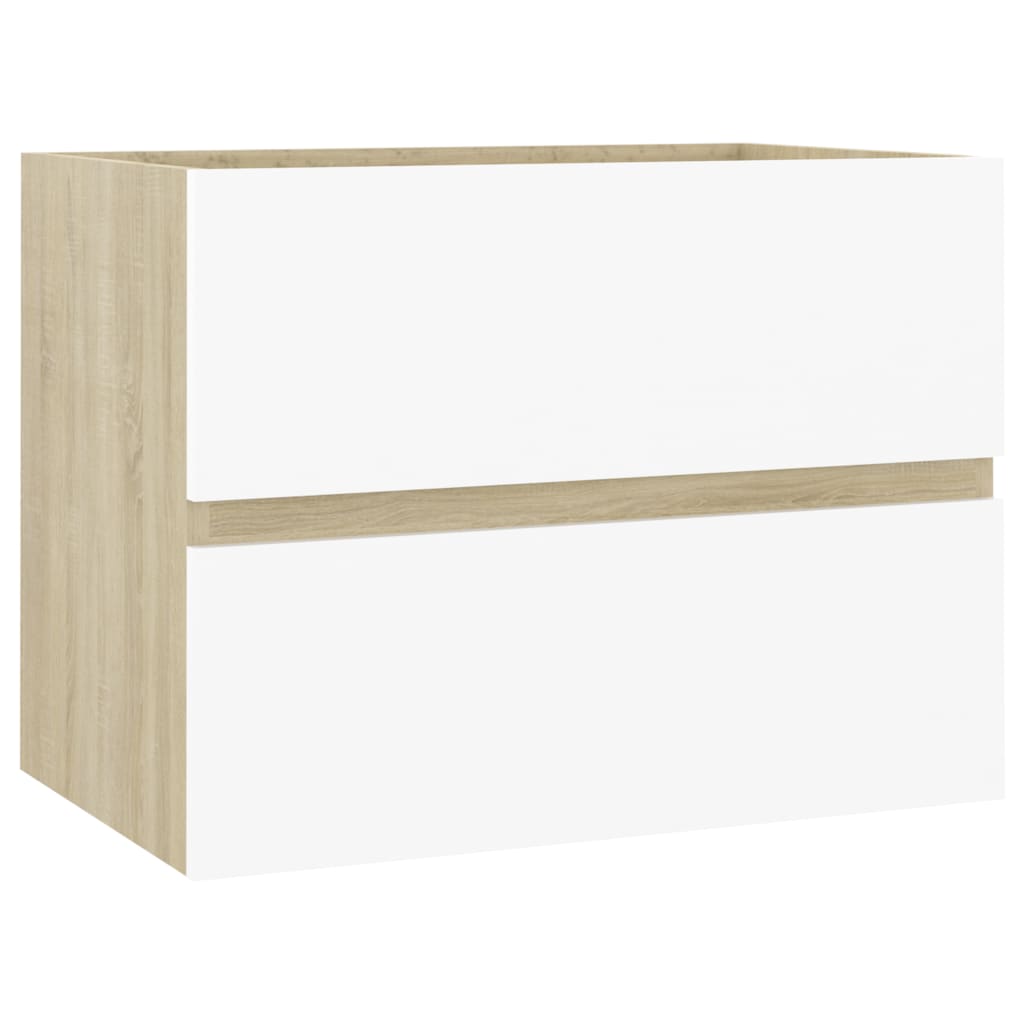 Waschbeckenunterschrank Weiß Sonoma-Eiche 60x38,5x45 cm