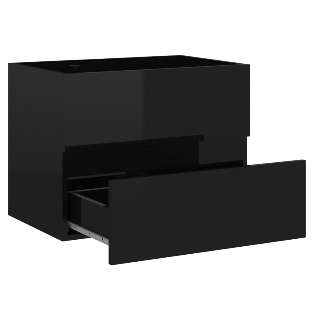 Waschbeckenunterschrank Hochglanz-Schwarz 60x38,5x45 cm