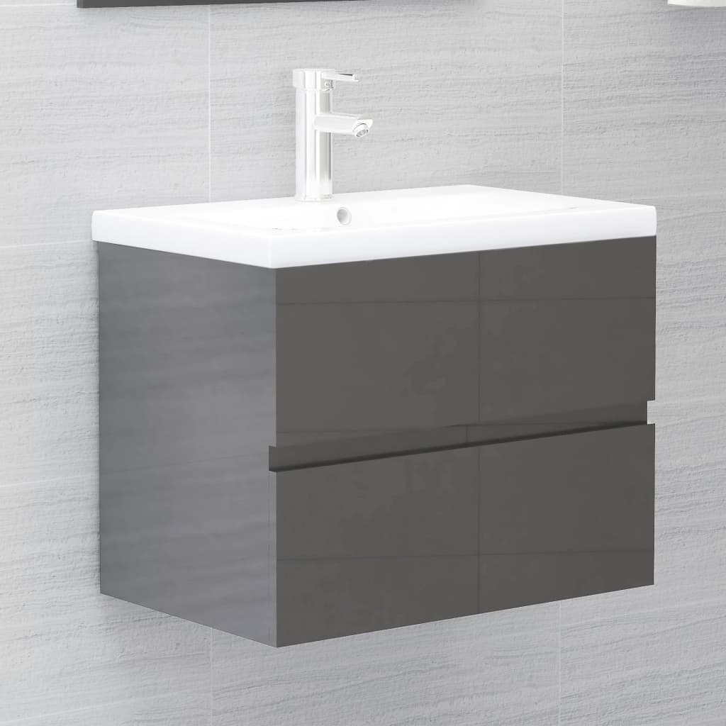 Waschbeckenunterschrank Hochglanz-Grau 60x38,5x45 cm