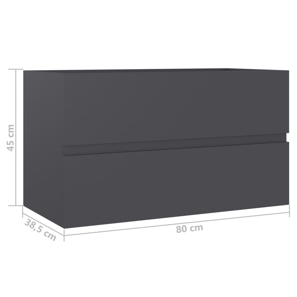 Waschbeckenunterschrank Grau 80x38,5x45 cm Holzwerkstoff