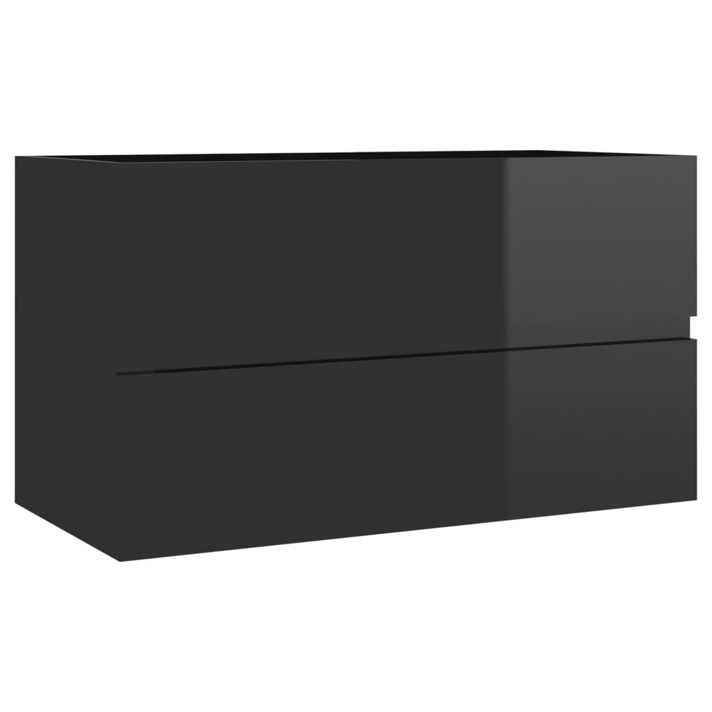 Waschbeckenunterschrank Hochglanz-Schwarz 80x38,5x45 cm
