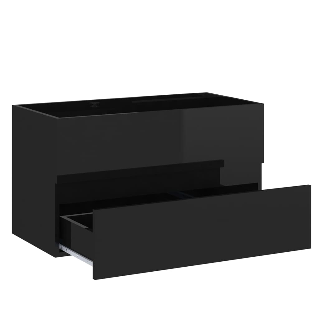 Waschbeckenunterschrank Hochglanz-Schwarz 80x38,5x45 cm