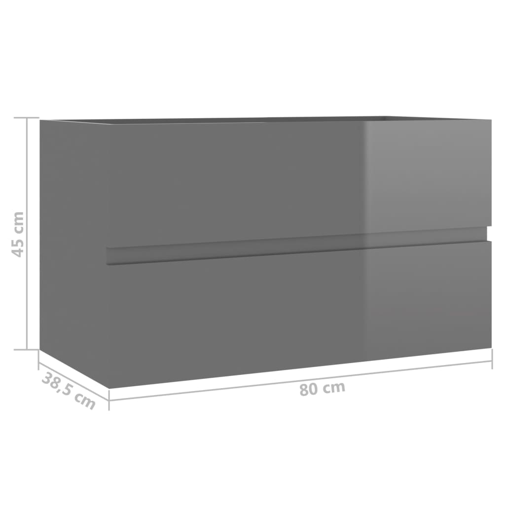 Waschbeckenunterschrank Hochglanz-Grau 80x38,5x45 cm