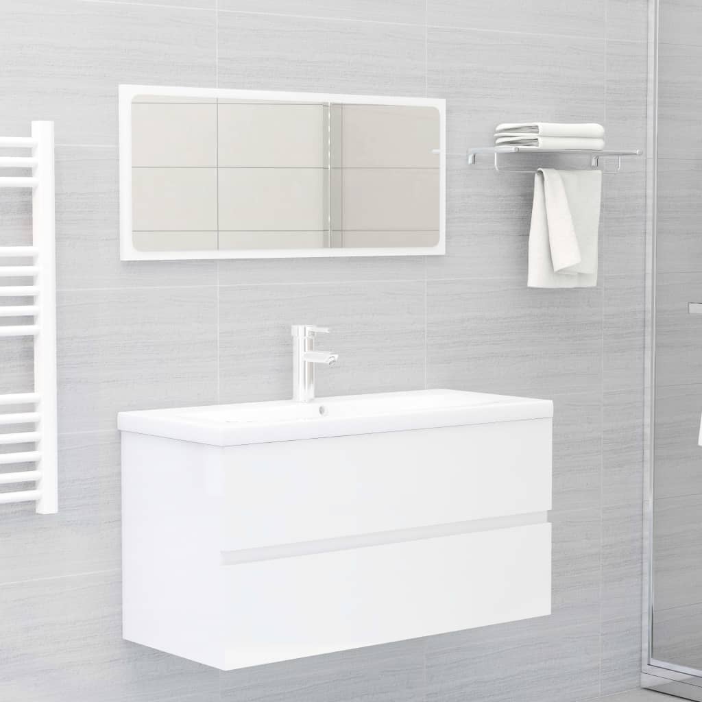 washbasin base cabinet high-gloss white 90x38.5x45 cm