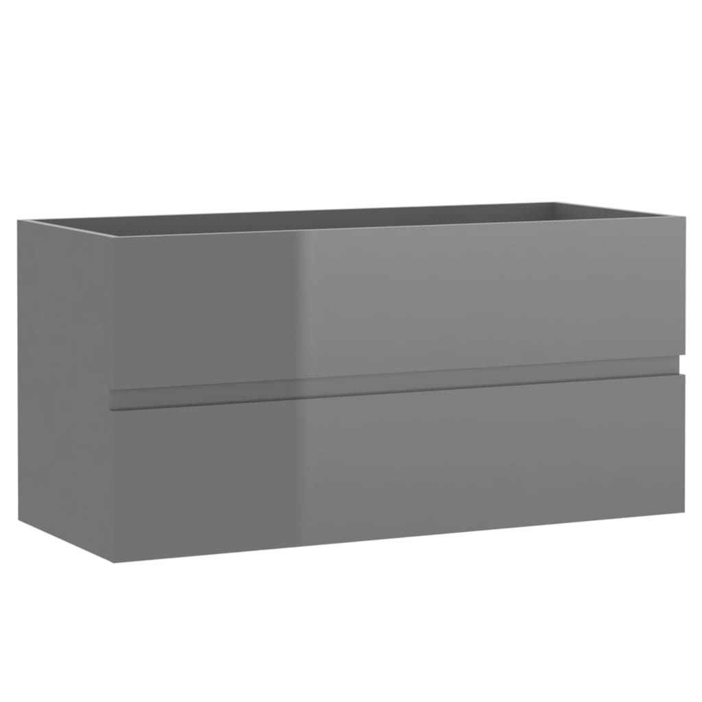 Waschbeckenunterschrank Hochglanz-Grau 90x38,5x45cm