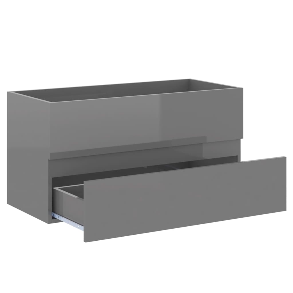 Waschbeckenunterschrank Hochglanz-Grau 90x38,5x45cm
