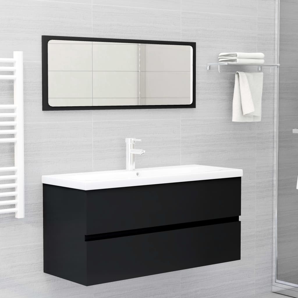 Washbasin Cabinet Black 100x38.5x45 cm Wood Material