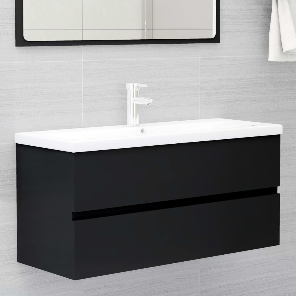 Washbasin Cabinet Black 100x38.5x45 cm Wood Material