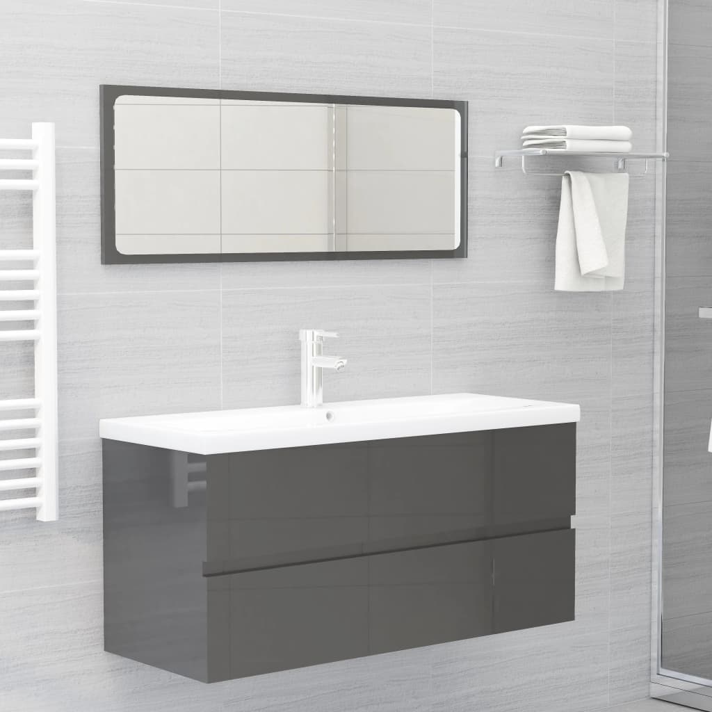 Waschbeckenunterschrank Hochglanz-Grau 100x38,5x45 cm