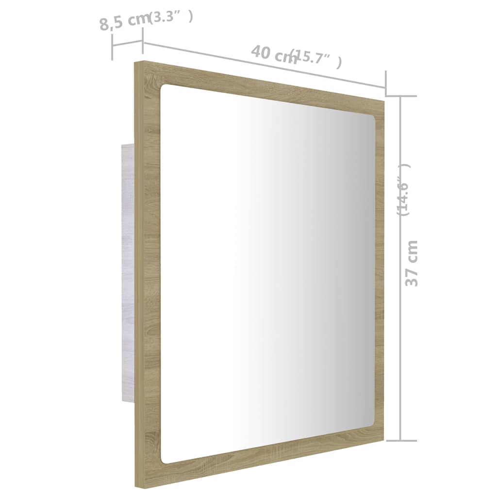LED-Badspiegel Sonoma-Eiche 40x8,5x37 cm Acryl